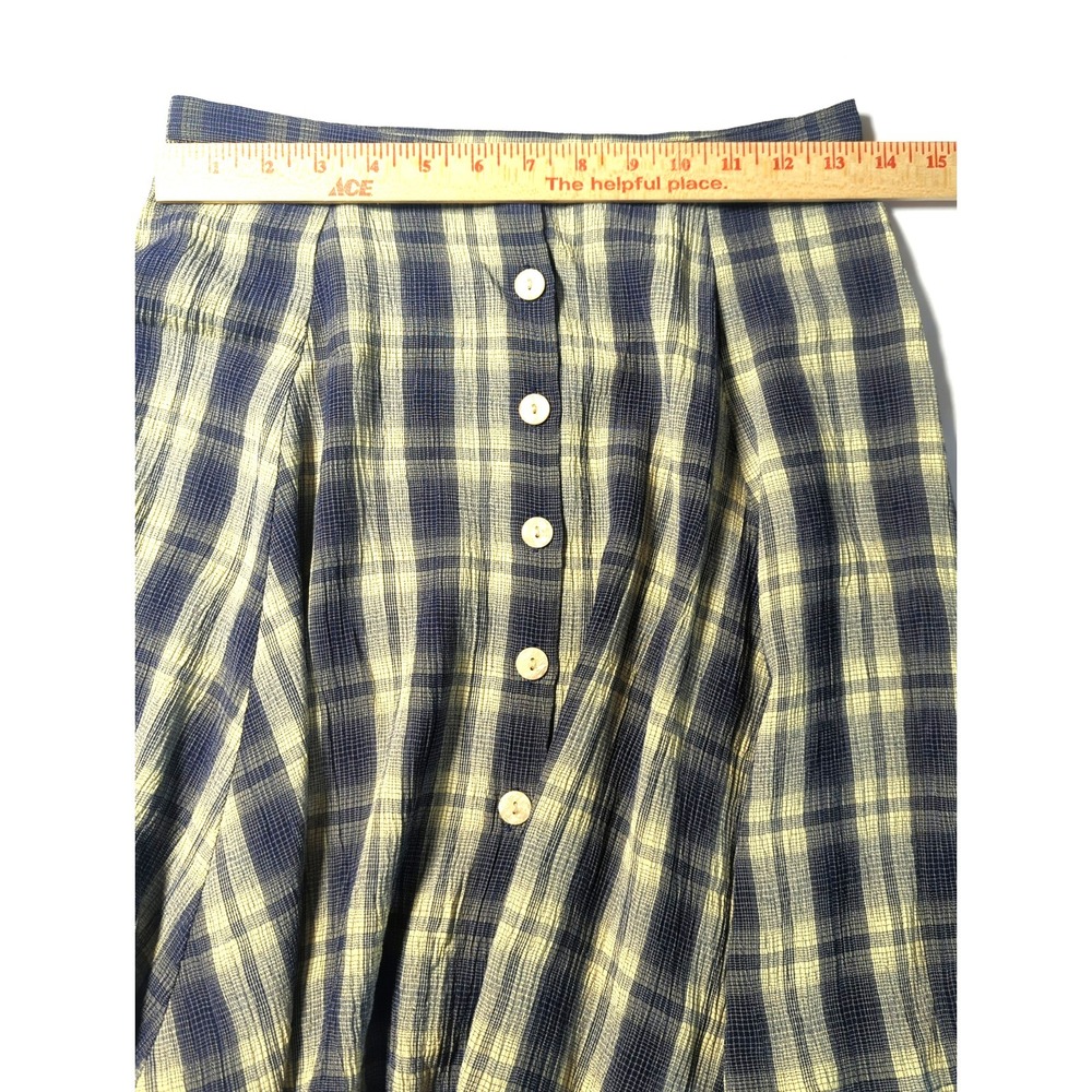 Ann Taylor Skater Mini Skirt 6 Swing Blue Plaid Button Front Playful Coquette - Picture 5 of 7